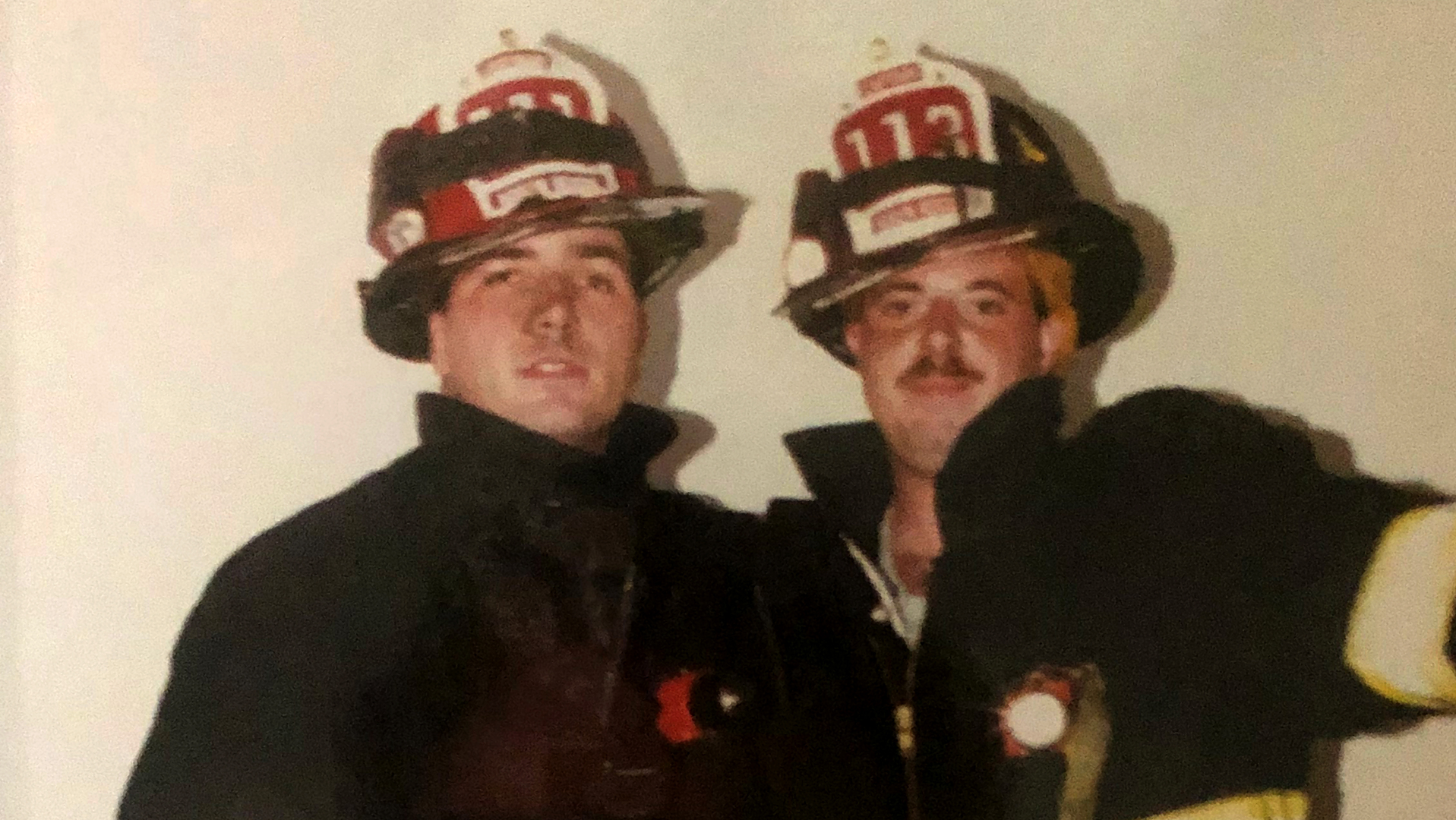 Roslyn Rescue Allen R. &ldquo;Big Al&rdquo; Frye (left) and Frank Calo at a 2000 fire.