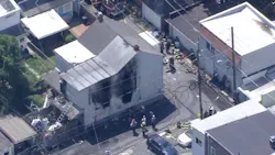 Two people were killed in a multi-alarm fire at a three-story house in Allentown, PA, on Monday. Two people were killed in a multi-alarm fire at a three-story house in Allentown, PA, on Monday.