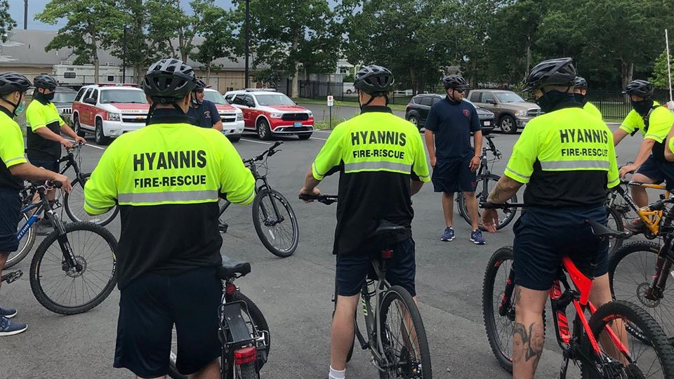 The Hyannis, MA, Fire Department has created a bicycle patrol to deal with changes in downtown traffic patterns caused by COVID-19 this summer.