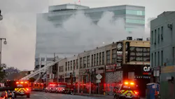Firefighters at the scene of a commercial fire in downtown Los Angeles that has injured 11 firefighters and left multiple buildings ablaze May 16. The owners connected to the massive downtown explosion face 300 criminal charges. Firefighters at the scene of a commercial fire in downtown Los Angeles that has injured 11 firefighters and left multiple buildings ablaze May 16. The owners connected to the massive downtown explosion face 300 criminal charges.
