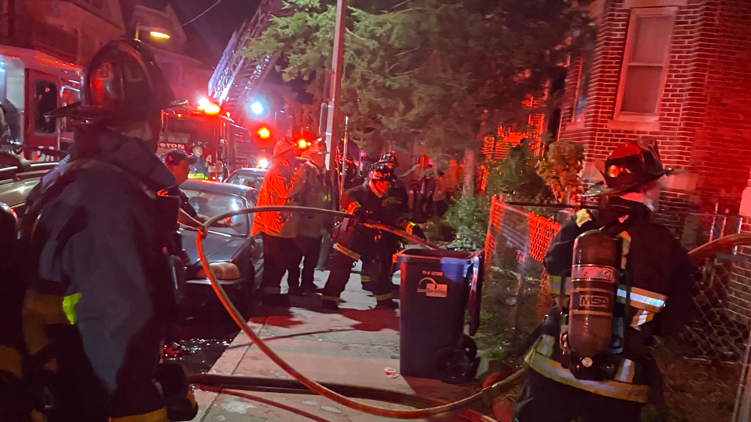 A Boston firefighter was injured battling a residential blaze in the city's Roxbury neighborhood early Thursday.