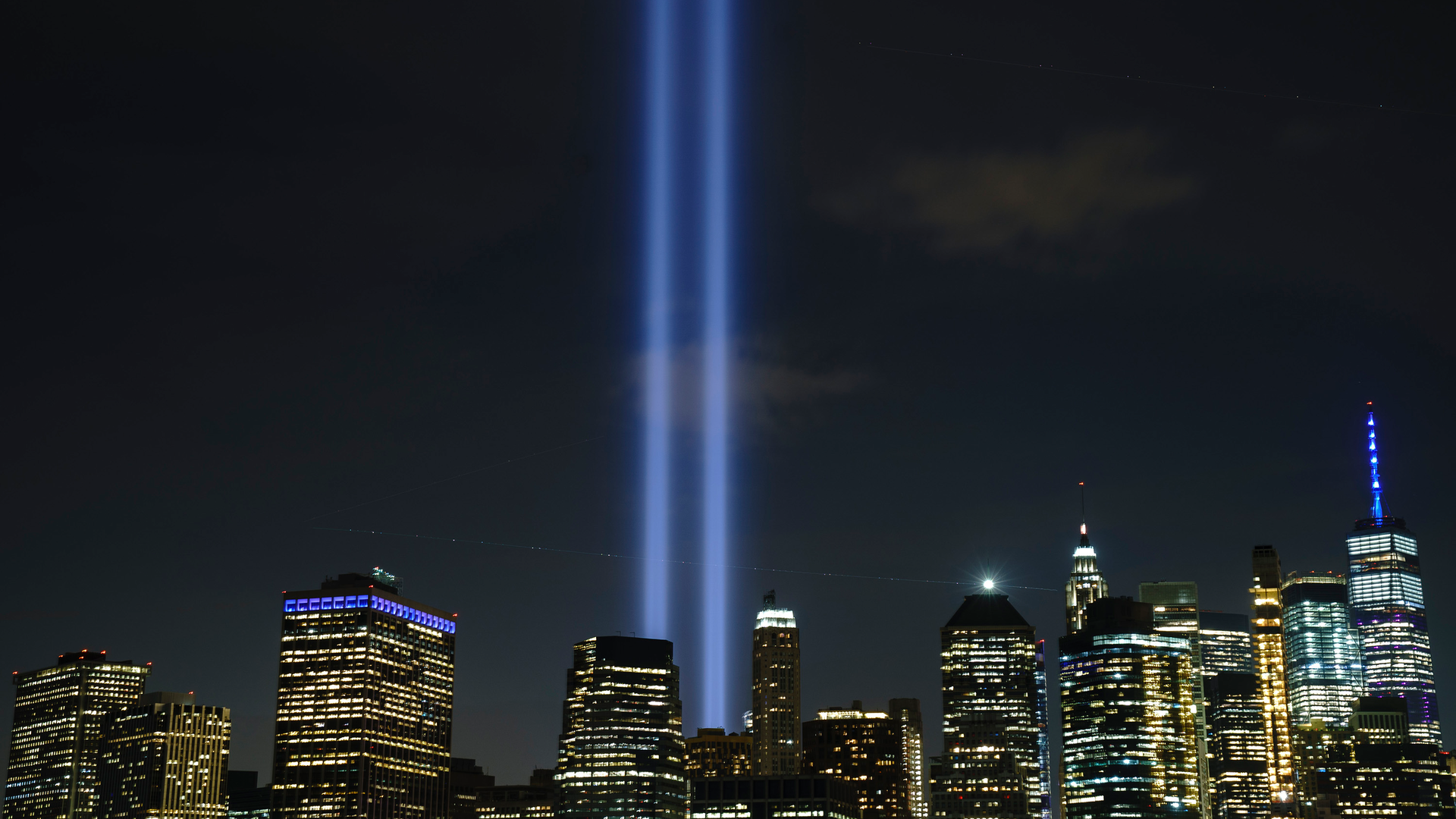The 'Tribute in Light' rises skyward on the 18th anniversary of the 9/11 terror attacks on Sept. 11, 2019, in New York City.