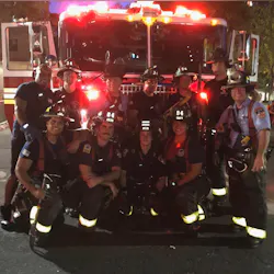 Firefighters from FDNY Engine 84 and Ladder 34 following the high-rise fire where five were rescued. Firefighters from FDNY Engine 84 and Ladder 34 following the high-rise fire where five were rescued.