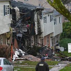 A three-alarm residential fire caused by a 'possible explosion' in northwest Baltimore injured three adults and two children late Sunday. A three-alarm residential fire caused by a 'possible explosion' in northwest Baltimore injured three adults and two children late Sunday.