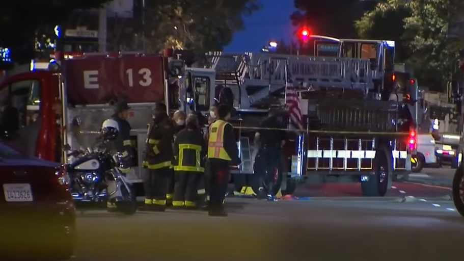 A San Francisco firefighter was critically injured by a hose line during a high-rise blaze Monday.