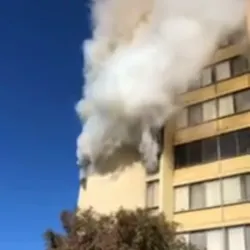Oakland, CA, firefighters were able to quickly put out a fire that broke out on the fifth floor of a 12-story apartment building Monday. Oakland, CA, firefighters were able to quickly put out a fire that broke out on the fifth floor of a 12-story apartment building Monday.