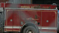 Damage can be seen on Mastersonville, PA, Fire Company's Engine 27 after it crashed on the way to a barn fire on Sunday, Jan. 24, 2021, sending four firefighters to the hospital. Damage can be seen on Mastersonville, PA, Fire Company's Engine 27 after it crashed on the way to a barn fire on Sunday, Jan. 24, 2021, sending four firefighters to the hospital.