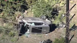 Los Angeles County firefighters extricated golfer Tiger Woods from his SUV following a rollover crash Tuesday. Los Angeles County firefighters extricated golfer Tiger Woods from his SUV following a rollover crash Tuesday.