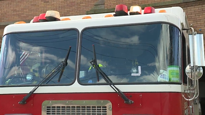 The windshield of Cleveland Division of Fire's Engine 26 was damaged after gunfire struck Station 26 late Saturday morning.
