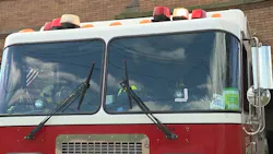 The windshield of Cleveland Division of Fire's Engine 26 was damaged after gunfire struck Station 26 late Saturday morning. The windshield of Cleveland Division of Fire's Engine 26 was damaged after gunfire struck Station 26 late Saturday morning.