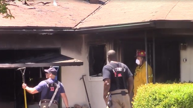 A Fresno, CA, firefighter suffered burns to his face while battling a fatal house fire Wednesday.