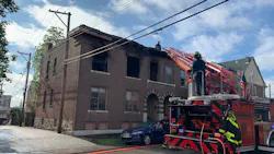 One St. Louis firefighter suffered a serious eye injury and another suffered minor burns battling a fire at an apartment building Monday. One St. Louis firefighter suffered a serious eye injury and another suffered minor burns battling a fire at an apartment building Monday.