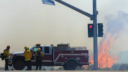 Firefighters battle the Farm Fire in Hesperia, CA, on Thursday. Firefighters battle the Farm Fire in Hesperia, CA, on Thursday.