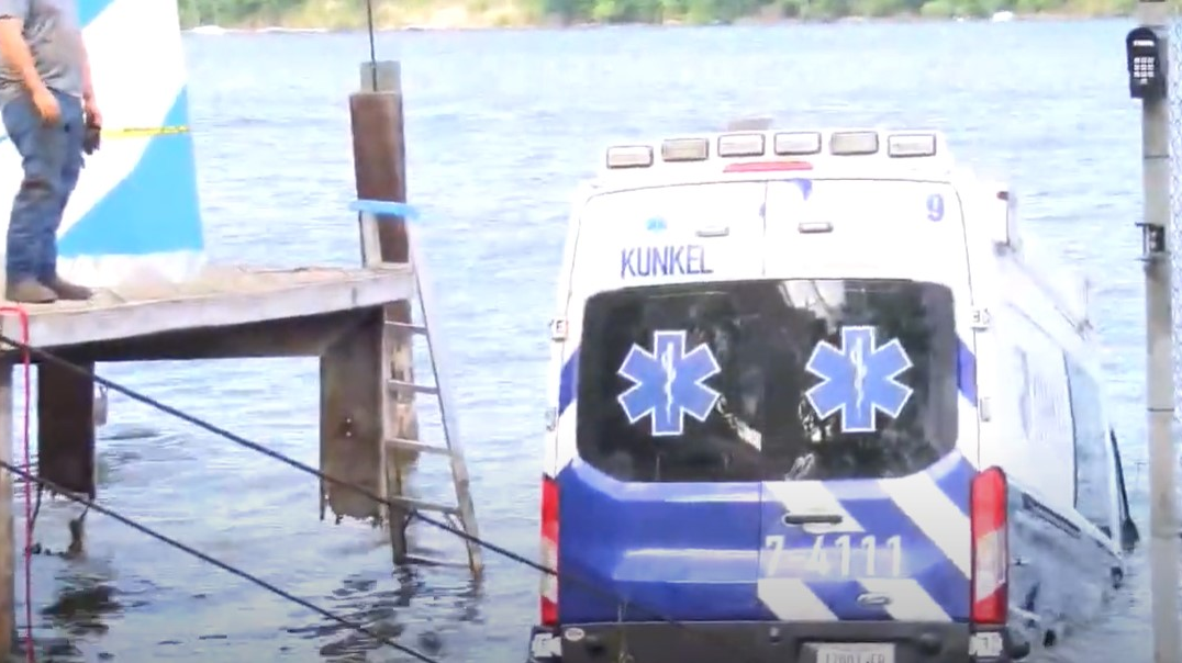 A Kunkel Ambulance unit was stolen Sunday from Utica, NY, while it was being cleaned as part of COVID-19 protocols and then driven into Irondequoit Bay near Rochester following a police chase.