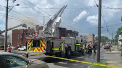 Firefighters from departments around the area had to contend with brutal heat and humidity as they battled a fire that tore through three row houses in Watervliet, NY, on Monday. Firefighters from departments around the area had to contend with brutal heat and humidity as they battled a fire that tore through three row houses in Watervliet, NY, on Monday.