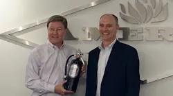 Rep. Mike Rogers, right, receives the 2021 Life Safety Advocate Award from Fire Equipment Manufacturers’ Association President Guy Jones. Rep. Mike Rogers, right, receives the 2021 Life Safety Advocate Award from Fire Equipment Manufacturers’ Association President Guy Jones.