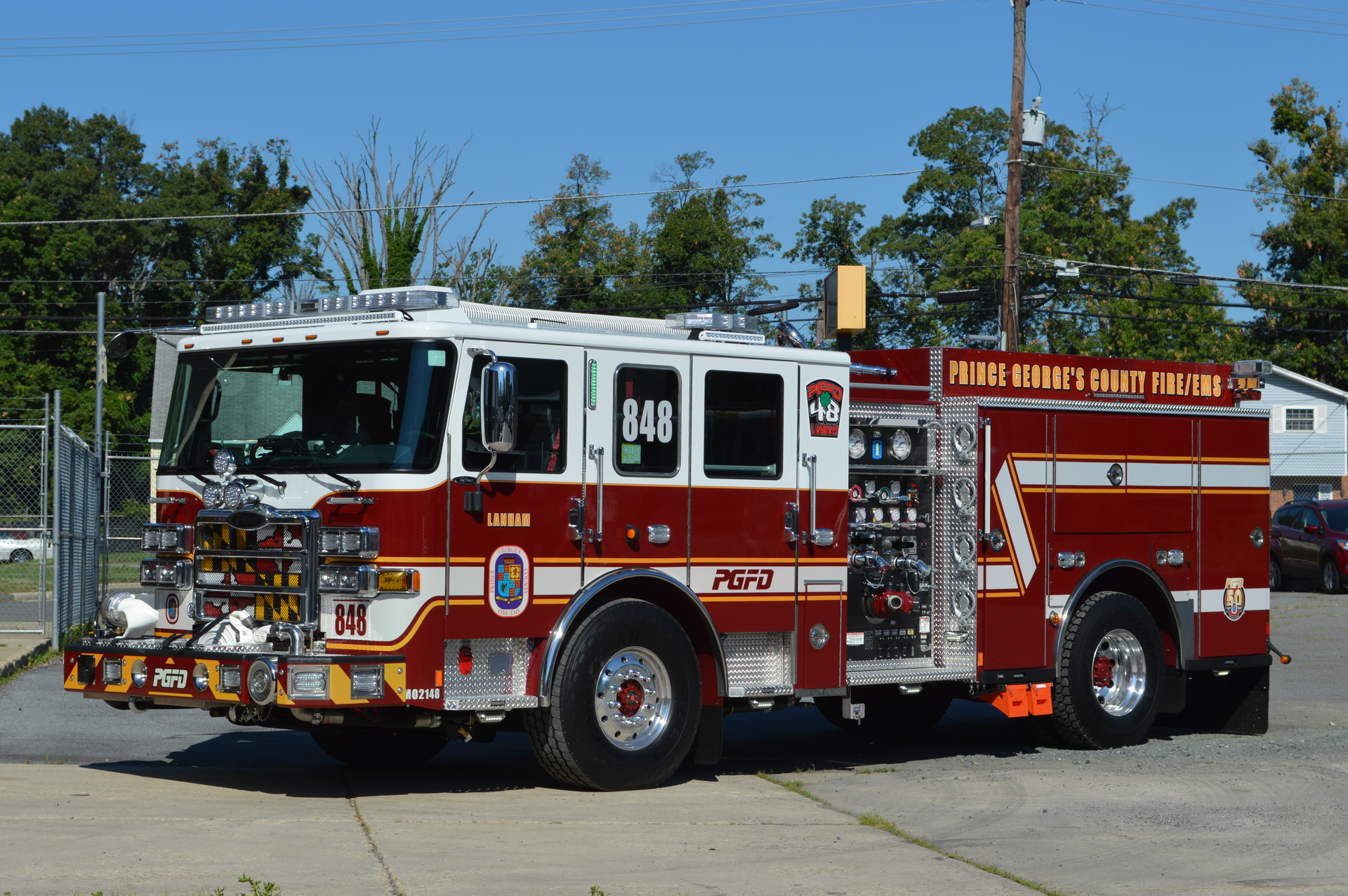 The Prince George&rsquo;s County, MD, Fire/EMS Department has developed a standard engine company design, as shown on this 2021 Pierce Enforcer rig, which features a short wheelbase (with an overall length of 29 feet, 4 inches), an aluminum body, a low rear hosebed and lowered ground ladders on the right side of the body.