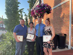 Three bystanders who administered compressions to a fellow citizen of Westerville, OH, (second from the right) until the city’s responders arrived were recognized with distinguished service awards by the city. The afflicted man fell victim to a 100 percent occlusion of one of his arteries. Three bystanders who administered compressions to a fellow citizen of Westerville, OH, (second from the right) until the city’s responders arrived were recognized with distinguished service awards by the city. The afflicted man fell victim to a 100 percent occlusion of one of his arteries.