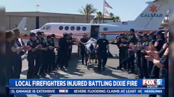 Firefighters line up to greet the injured CAL FIRE San Diego County captain after he was released from the hospital. Firefighters line up to greet the injured CAL FIRE San Diego County captain after he was released from the hospital.