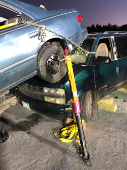 Rescue chain can provide nearly limitless attachment points for a strut ratchet strap. Rescue chain can provide nearly limitless attachment points for a strut ratchet strap.