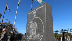 Firefighters, officials and the public gathered on Sunday Oct. 24, 2021, as the Worcester Fallen Firefighters Memorial at Institute Park was dedicated. Firefighters, officials and the public gathered on Sunday Oct. 24, 2021, as the Worcester Fallen Firefighters Memorial at Institute Park was dedicated.