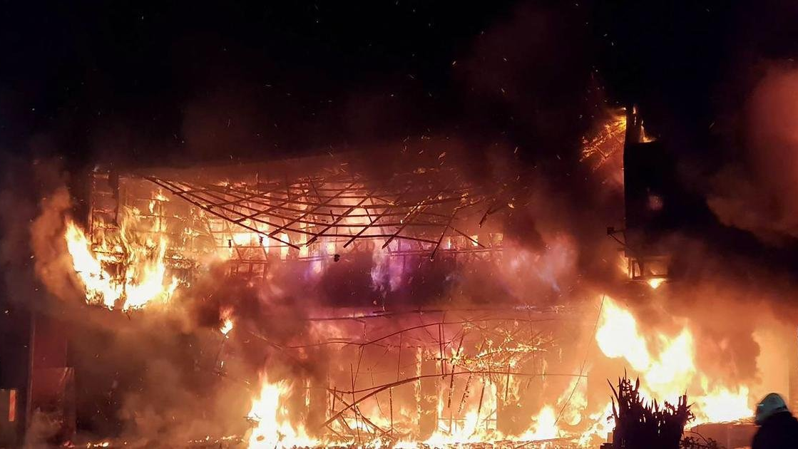 A deadly fire that killed at least 46 people rages at a high-rise in southern Taiwan on Thursday, Oct. 14, 2021.