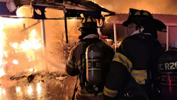 Marion County firefighters operate at a defensive commercial fire in Ocala, FL, on Thursday, Nov. 18, 2021. Marion County firefighters operate at a defensive commercial fire in Ocala, FL, on Thursday, Nov. 18, 2021.