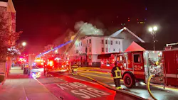 Firefighters on scene battling a three-alarm structure fire on Wednesday, Nov 3, 2021. Firefighters on scene battling a three-alarm structure fire on Wednesday, Nov 3, 2021.