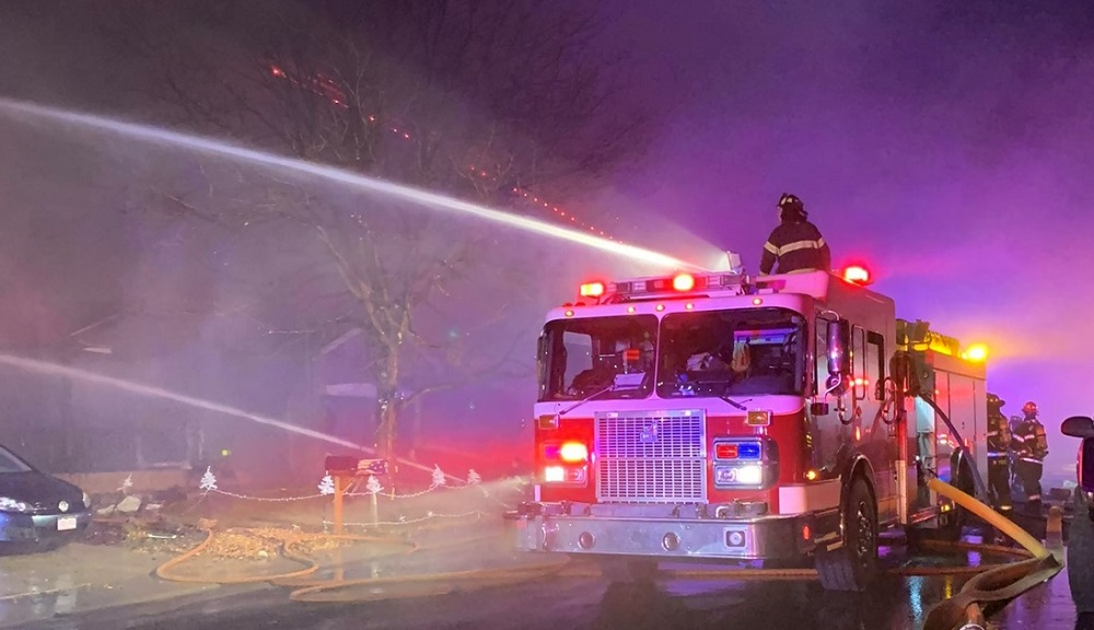 Firefighters work to control fire involving 3 homes in Thornton on Nov. 19, 2021