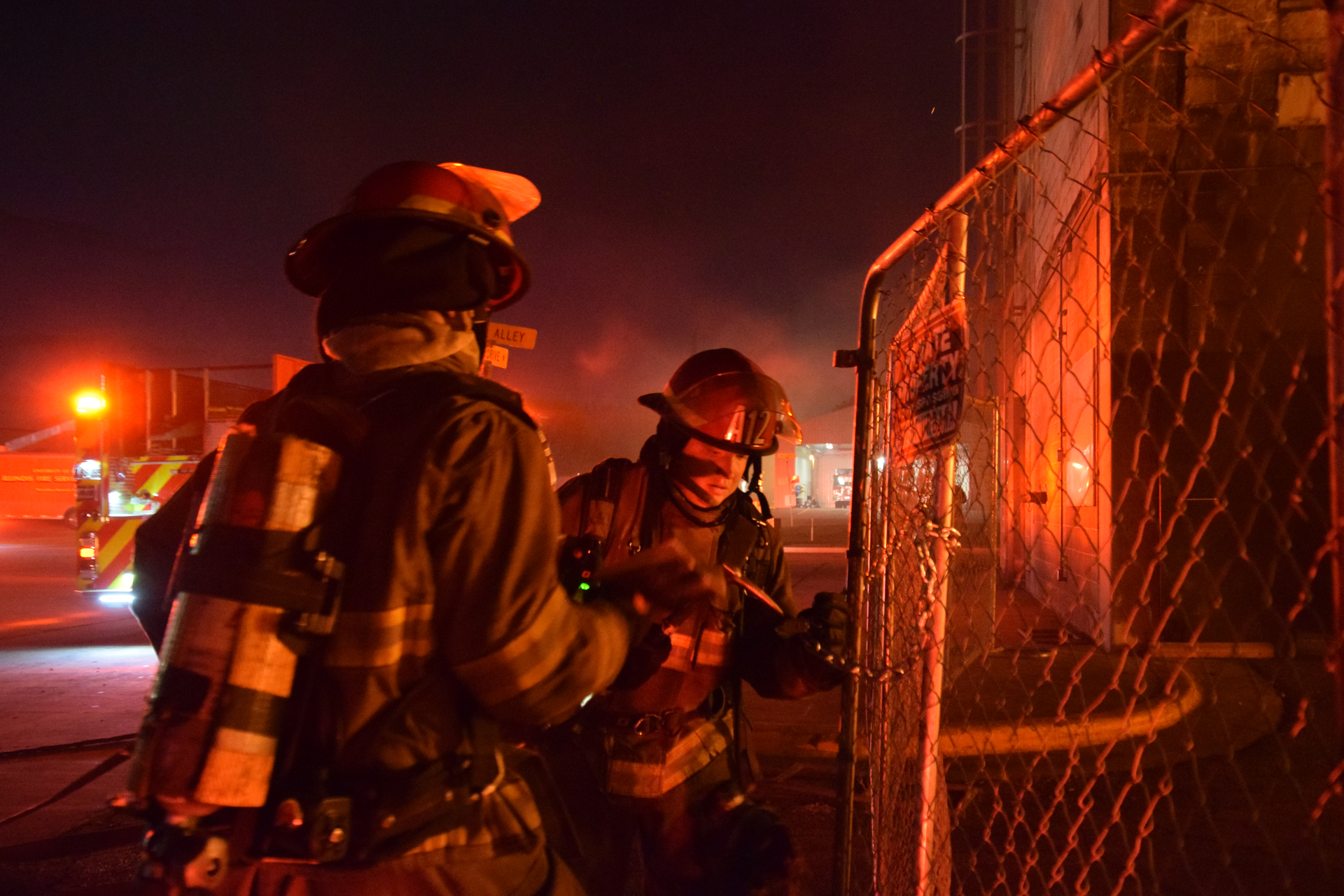 Multiple forcible entry circumstances are among the problems that staff of Illinois Fire Service Institute&rsquo;s Fire Academy build into incidents during nighttime training.
