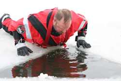 By submerging his face in the ice-cold water, a rescuer can prevent a cold shock response. By submerging his face in the ice-cold water, a rescuer can prevent a cold shock response.
