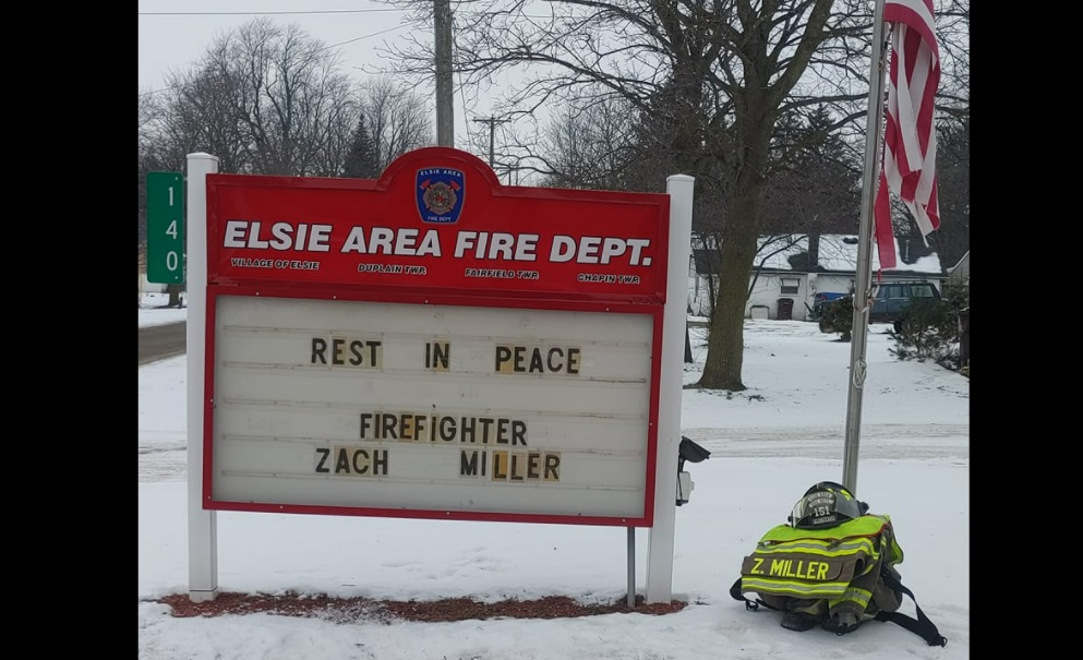 Elsie Area Fire firefighter Zach Miller was struck and killed at a non-work related accident scene.