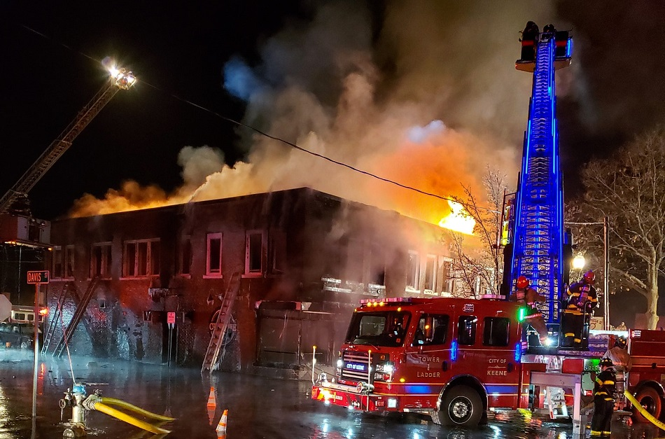A 5-alarm fire destroyed multiple businesses and apartments in Keene late Saturday evening.