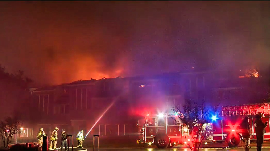 One person is dead and over a dozen residents are forced from their apartments after a massive fire in Mesquite late Tuesday night.