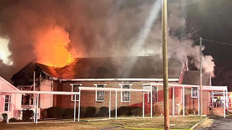 A suspicious overnight fire destroyed a Laurinburg church.