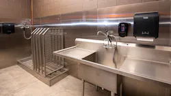 The use of stainless steel in the decontamination area of Queen Creek, AZ, Fire Station 4 make cleaning easier for firefighters. The use of stainless steel in the decontamination area of Queen Creek, AZ, Fire Station 4 make cleaning easier for firefighters.