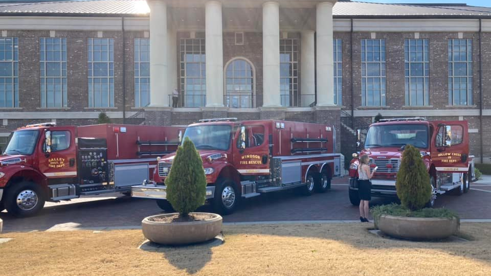 The first three tankers funded by a sales tax were received by Hollow Creek, Salley and Windsor fire departments.