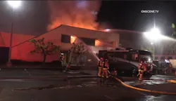 San Diego firefighters battled a two-alarm that caused extensive damage to a credit union. San Diego firefighters battled a two-alarm that caused extensive damage to a credit union.