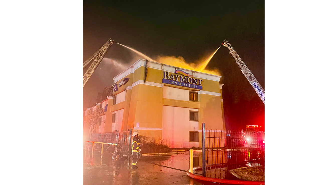 Over 100 Memphis firefighters responded early Monday morning when an intentionally set fire destroyed a motel.