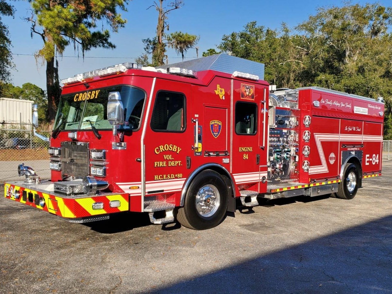 The Crosby Volunteer Fire Department has taken delivery of a custom-build E-One pumper.