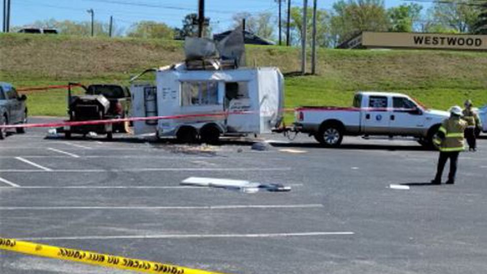 One person was injured Friday, April 15, 2022, when a propane tank exploded in a food truck at a Forestdale Square event.