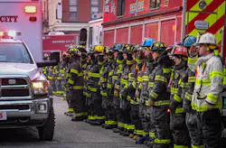 Baltimore City firefighters salute as an ambulance carries the body of Lt. Paul Butrim from the scene of a vacant row house fire on S. Stricker Street. Four firefighters were trapped in a collapse while fighting the fire Monday morning. Three have died and a fourth is in critical condition. Baltimore City firefighters salute as an ambulance carries the body of Lt. Paul Butrim from the scene of a vacant row house fire on S. Stricker Street. Four firefighters were trapped in a collapse while fighting the fire Monday morning. Three have died and a fourth is in critical condition.