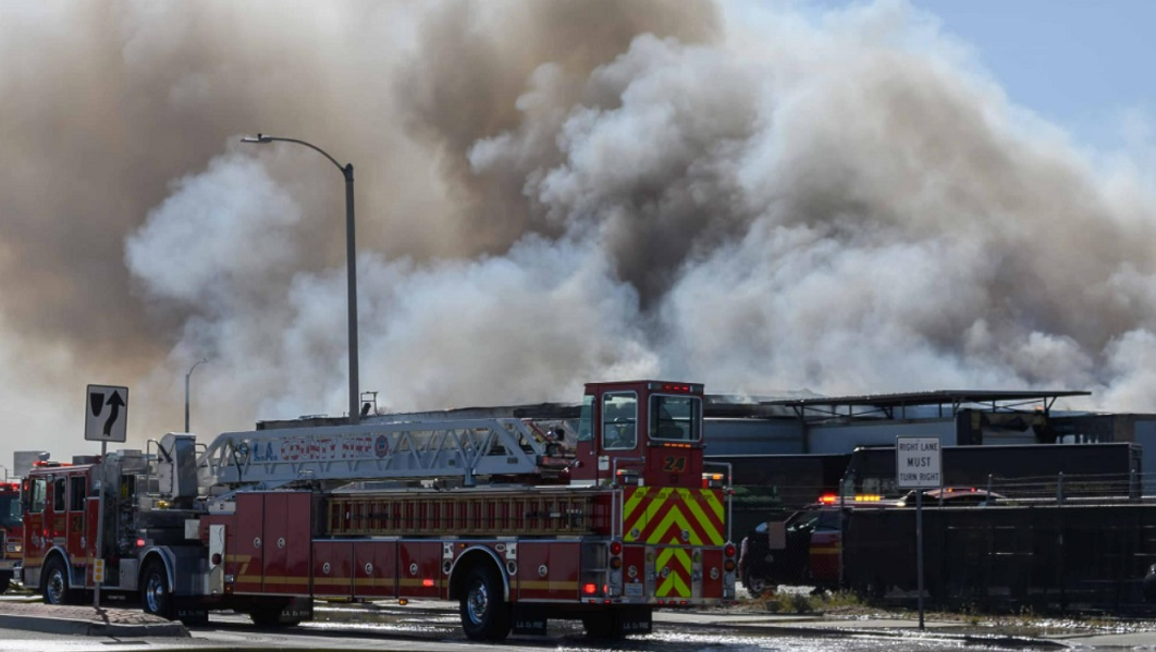 A two-alarm fire in a Lancaster UPS facility damaged the structure and multiple UPS vehicles.