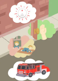 The book is designed to teach little ones fire safety tips, like knowing what to do when you hear a smoke alarm, what to do if the door handle is hot, yelling for help out of the window, staying low and waiting outside for the fire truck. The book is designed to teach little ones fire safety tips, like knowing what to do when you hear a smoke alarm, what to do if the door handle is hot, yelling for help out of the window, staying low and waiting outside for the fire truck.