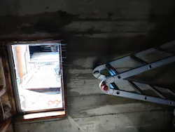 A multipurpose ladder can be deployed in its A-frame configuration to serve as an exit from a basement window. A multipurpose ladder can be deployed in its A-frame configuration to serve as an exit from a basement window.