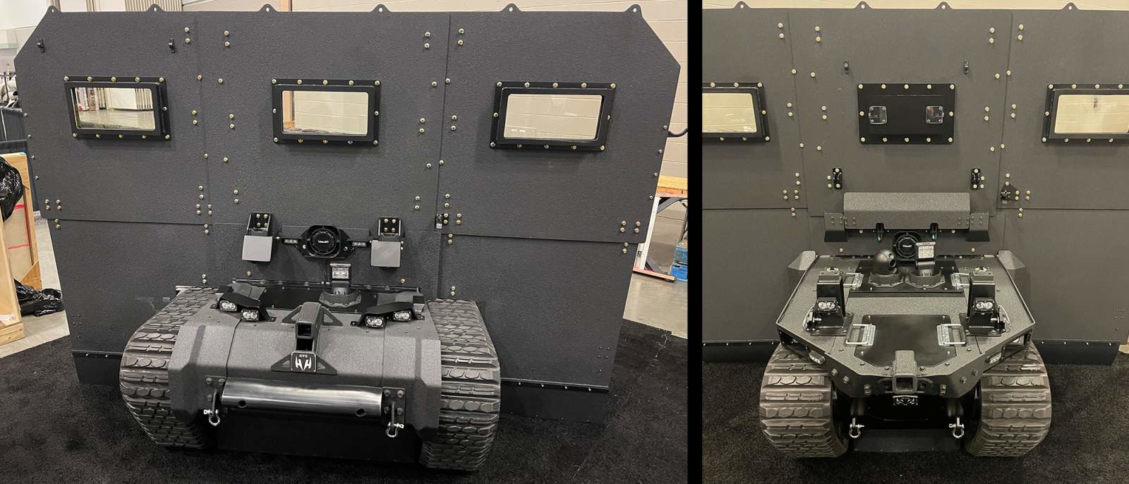 The brand-new SWAT-BOT&trade;, mobile ballistic shield all terrain robot.