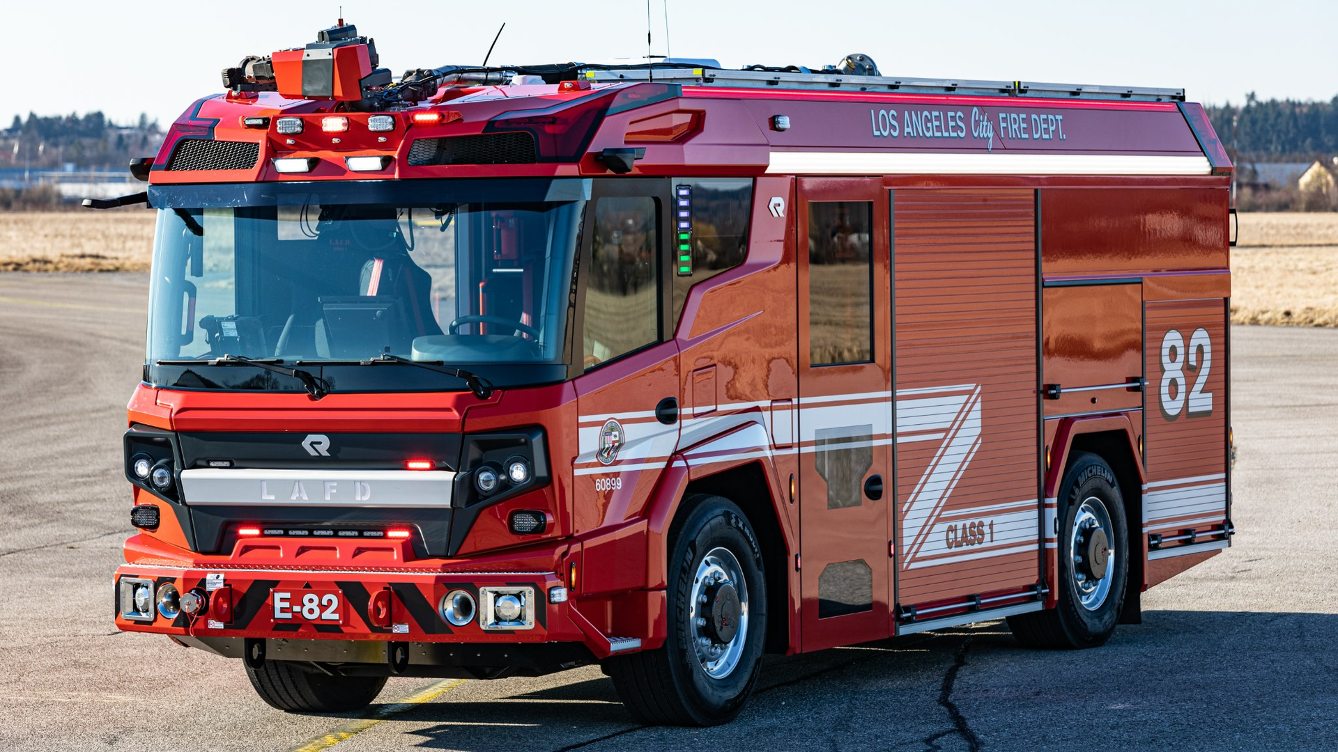 The Los Angeles Fire Department unveiled the Rosenbauer RT pumper assigned to Station 82 to residents during the city's annual Fire Service Day.