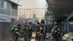 Fresno fire crews respond to an apartment fire near Marks and Dakota avenues on Monday, May 16, 2022. Fresno fire crews respond to an apartment fire near Marks and Dakota avenues on Monday, May 16, 2022.