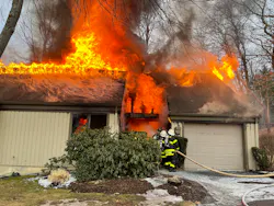A 2-inch handline didn’t make any progress when the interior of the building was in free burn. A 2-inch handline didn’t make any progress when the interior of the building was in free burn.