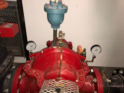 The pressure gauge that’s located on the suction side of the pump reads domestic water pressure. The gauge that’s located on the discharge side of the pump reads the pump discharge pressure. The pressure gauge that’s located on the suction side of the pump reads domestic water pressure. The gauge that’s located on the discharge side of the pump reads the pump discharge pressure.